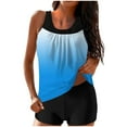 thumbnail image 1 of Busydd Tankini Swimsuits for Women Trendy Gradient Two Piece Swimsuit for Women Round Neck Sleeveless Pleated Tank Tops and Boyshorts Women's Tankini Swimsuits S, 1 of 5