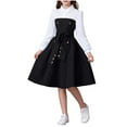 thumbnail image 1 of Busydd Teen Dresses 8-13 Years Trendy Lapel Colorblock Spring Dresses for Girls Casual Long Sleeve Button Waistband Girls' Dresses, 1 of 7