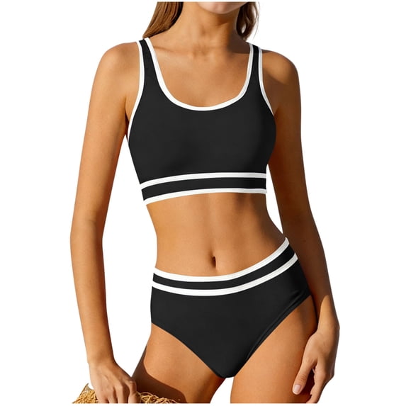 Busydd Teen Girl Swimsuit with Built in Bra 7-16 Years Trendy Colorblock Girls Two Piece Swimsuits Round Neck Bikini Tops and Briefs Beachwear 11-12 Years