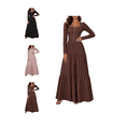 thumbnail image 1 of Busydd Textured Maxi Dresses for Women Fashion Button Front Square Neck Fall Dress Tiered Flowy Solid Color Long Sleeve Dress L, 1 of 10