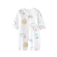 thumbnail image 1 of Busydd Toddler Baby Boys Girls Rompers Cotton Ribbed Button Down Baby Girl Romper Jumpsuit Cute Print Round Neck Infant Clothes Long Sleeve Newborn Baby Boy Rompers 0-24 Months, 1 of 4