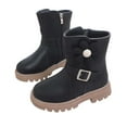 thumbnail image 1 of Busydd Toddler Boots Fashion Girls Mid Calf Boots Round Toe Solid Color Zipper Boots Cozy Soft Sole Girls Leather Boots, 1 of 9