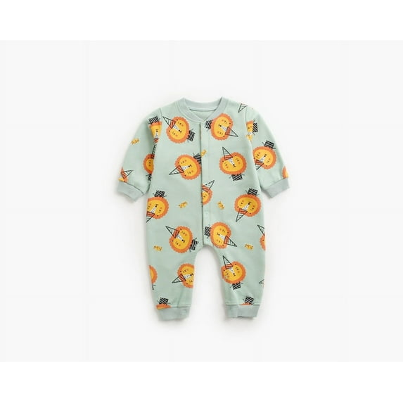 Busydd Toddler Romper Jumpsuit Long Sleeve Cute Print Baby Girl Romper V Neck Button Down Baby Boy Romper Unisex Newborn Infant Clothes 0-3 Years