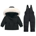 thumbnail image 1 of Busydd Toddler Snow Suit 12 Months-6 Years Unisex Infant Baby Clothes Casual Solid Color Long Sleeve Puffy Snow Ski Jackets and Jumpsuit Sets Fashion Warm Winter Baby Outfits, 1 of 8