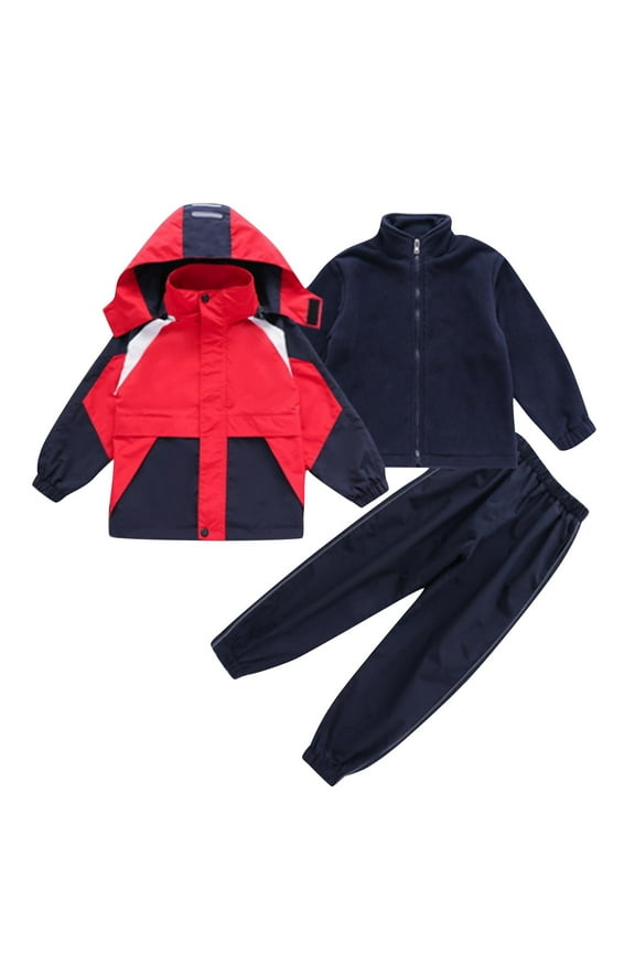Toddler Snow Suit 6-12 Years Unisex Girls Boys Winter Outdoor Snow Outfits 3 Piece Sets Long Sleeve Zipper Ski Jacket Warm Tops and Kids Snow Pants