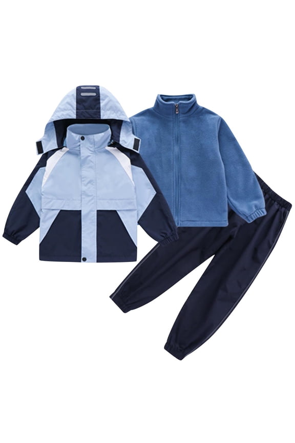 Toddler Snow Suit 6-12 Years Unisex Girls Boys Winter Outdoor Snow Outfits 3 Piece Sets Long Sleeve Zipper Ski Jacket Warm Tops and Kids Snow Pants