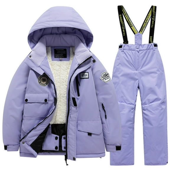 Busydd Toddler Two Piece Sets Snow Ski Jacket and Pant Fashion Warm Fleece Winter Coats Unisex Kids Outdoor Snowsuits Little Girls and Boys Windproof Ski Suit 3-12 Years