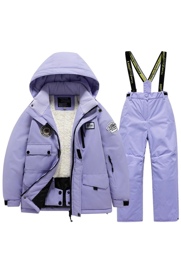 Toddler Two Piece Sets Snow Ski Jacket and Pant Fashion Warm Fleece Winter Coats Unisex Kids Outdoor Snowsuits Little Girls and Boys Windproof Ski Suit 3-12 Years