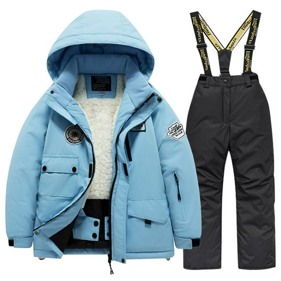 Busydd Toddler Two Piece Sets Snow Ski Jacket and Pant Fashion Warm Fleece Winter Coats Unisex Kids Outdoor Snowsuits Little Girls and Boys Windproof Ski Suit 3-12 Years