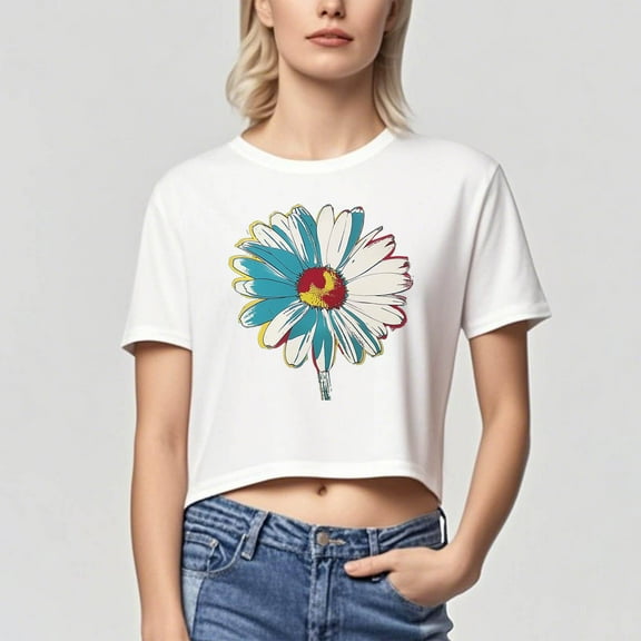 Busydd Tshirts Shirts for Women Casual Short Sleeve Cotton Summer Tops Trendy Round Neck Crop Tops for Women Comfy Breathable Graphic Tees L