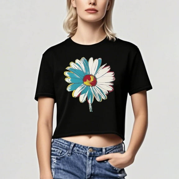 Busydd Tshirts Shirts for Women Casual Short Sleeve Cotton Summer Tops Trendy Round Neck Crop Tops for Women Comfy Breathable Graphic Tees M