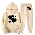 thumbnail image 1 of Busydd Two Piece Sets for Women Fall Casual Heart Print Sweatsuits Loose Oversized Hoodies and Drawstring Sweatpants with Pockets Fashion Travel Vacation Outfits for Women, 1 of 4