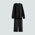 thumbnail image 1 of Busydd Two Piece Sets for Women Fashion Long Sleeve V Neck Pullover Knit Sweaters and Pants Comfy Solid Color Lounge Sets for Women, 1 of 3