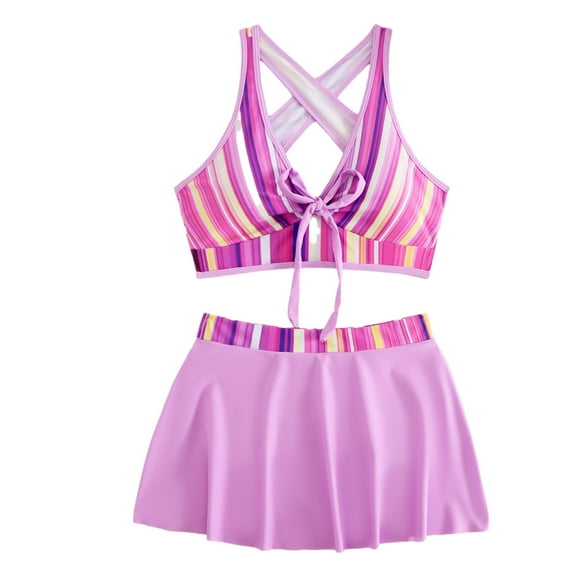 Busydd Two Piece Swimsuit for Women Plus Size Swimsuit S-5XL Trendy Floral Print Bras and Skirts Swimwear High Waisted Bathing Suits for Women