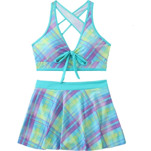 Busydd Two Piece Swimsuit for Women Plus Size Swimsuit S-5XL Trendy Floral Print Bras and Skirts Swimwear High Waisted Bathing Suits for Women