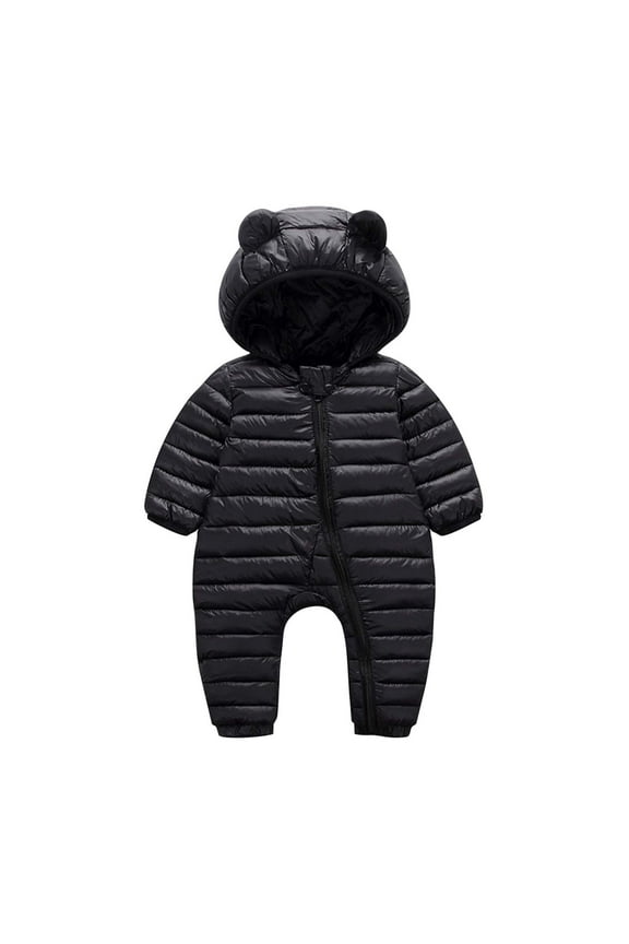 Unisex Baby Clothes Newborn Baby Winter Coat Infant Warm Solid Color Puffer Jacket Zipper Hooded Baby Girl Romper Onesie Baby Boy Clothes 0-3 Months