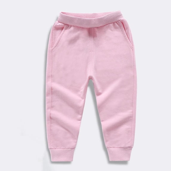 Busydd Unisex Boys Girls Clothes 0-13 Years Solid Color Elastic Waist Baby Toddler Pants Casual Comfy Cotton Girls Boys Pants with Pockets