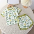 thumbnail image 1 of Busydd Unisex Boys Pajamas 0-10 Years Cute Print Short Sleeve Round Neck T Shirts and Shorts Two Piece Sets Comfy Cotton Little Toddler Pajamas Lightweight Girls' Sleepwear, 1 of 3