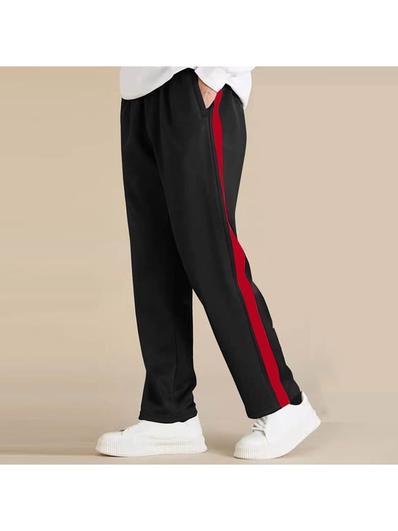 Unisex Boys Pants 7-18 Years Casual Side Striped Running Workout Pants Loose Comfort Cotton Pants Elastic Waist Teen Girls and Boys Sweatpants with Pockets