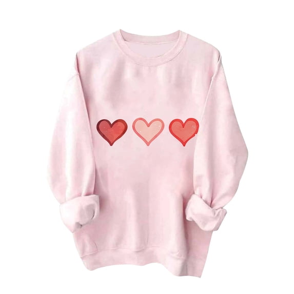 Busydd Valentine Sweatshirts for Women Trendy Crewneck Love Heart Sweatshirt Casual Lightweight Long Sleeve Pullover Tops Holiday Valentines Day Gifts