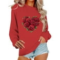 thumbnail image 1 of Busydd Valentines Shirts for Women Trendy Comfortable Cotton Graphic T Shirts for Women Casual Round Neck Long Sleeve Women's Sweatshirt 2XL, 1 of 6