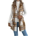 thumbnail image 1 of Busydd Vest for Women Fashion Fall Winter Plaid Women's Outerwear Vests Casual Button Lapel Sleeveless Cardigans for Women with Pockets S, 1 of 8