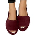 thumbnail image 1 of Busydd Warm Plush Womens Slippers Casual Comfy Fuzzy Slip on House Shoes Solid Color Open Toe Indoor Footwear 42, 1 of 8