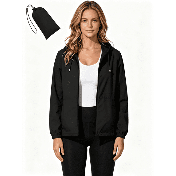 Busydd Waterproof Zip Up Hoodie Women with Pockets Trendy Solid Color ...