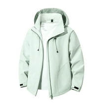 Busydd Windbreaker Jackets for Men Fashion Solid Color Long Sleeve Windproof Waterproof Hiking Jackets Casual Hooded Zipper Outdoor Mens Jacket M