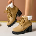 thumbnail image 1 of Busydd Winter Boots for Women Comfortable Thermal Fleece Lined Ankle Boots for Women Casual Fashion Chunky Heel Lace up Womens Booties 7, 1 of 9