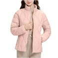 thumbnail image 1 of Busydd Winter Coats for Women Solid Color Long Sleeve Puffer Jacket Fashion Warm Zip Up Stand Collar Winter Jackets Casual Lightweight Down Jacket Plus Size Outerwear with Pockets M-4XL, 1 of 6
