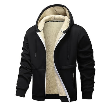 Busydd Winter Coats for Men Zipper Drawstring Fleece Jacket Solid Color Long Sleeve Hooded Jackets for Men Casual Warm Mens Winter Jacket S-3XL
