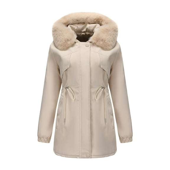 Busydd Winter Coats for Women Warm Comfortable Solid Color Hooded Womens Jackets Winter Casual Long Sleeve Pocket Coats for Women 3XL