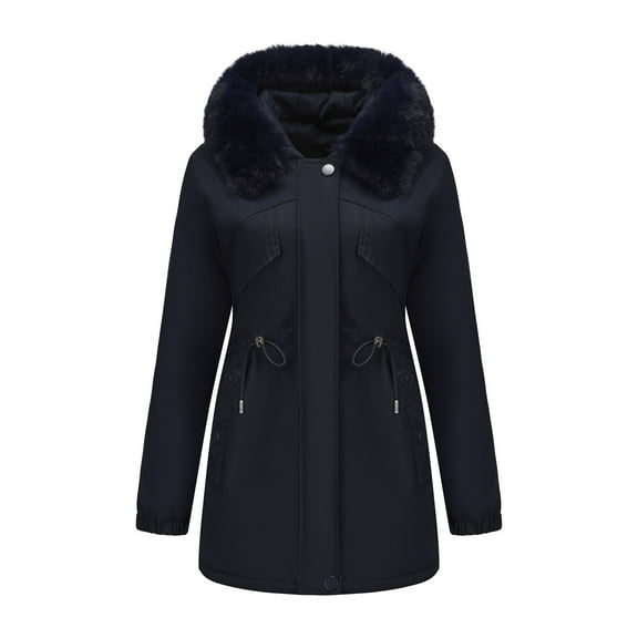 Busydd Winter Coats for Women Warm Comfortable Solid Color Hooded Womens Jackets Winter Casual Long Sleeve Pocket Coats for Women XL