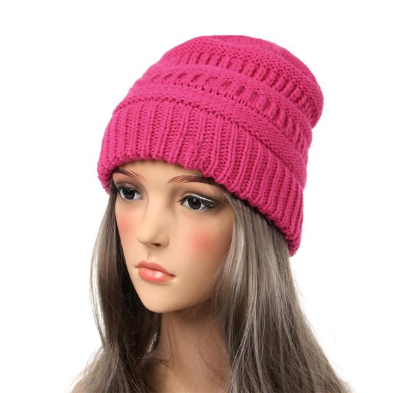 Busydd Winter Hats for Women Solid Color Knit Beanie Fashion Casual Thick Warm Wool Beanie for Cold Weather