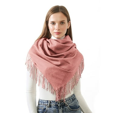 Busydd Winter Scarf for Women Fashion Solid Color Tassel Wool Scarf Soft Warm Blanket Scarf Pashmina Shawls for Cold Weather