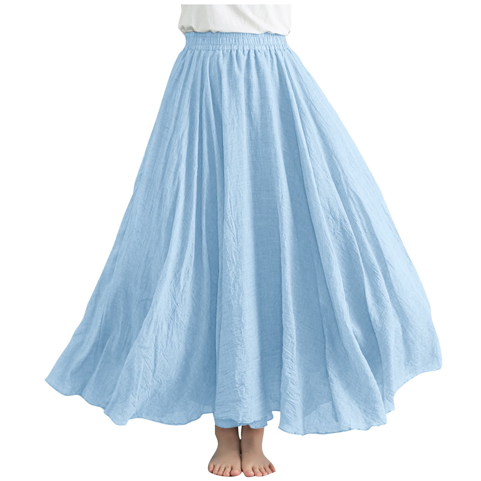 Kvor Linen Maxi Skirt – Boho Beach Skirt With Drawstring Waist, Lightweight & Flowy - View #6