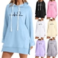 thumbnail image 1 of Busydd Women Dresses Fashion Love Heart Print Fall Dresses Comfy Long Sleeve Drawstring Mini Dress Casual Hooded Sweatshirt Dress with Pocket S, 1 of 4
