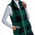 thumbnail image 1 of Busydd Women Fleece Vest Fashion Plaid Sleeveless Warm Fuzzy Winter Vest for Women Casual Stand Collar Zipper Women's Outerwear Vests with Pockets, 1 of 11