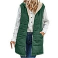 thumbnail image 1 of Busydd Women Fleece Vest Hooded Warm Winter Vest for Women Solid Color Sleeveless Reversible Women's Outerwear Vests Casual Zipper Long Vest for Women 4XL, 1 of 8