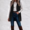 thumbnail image 1 of Busydd Women Fleece Vest Solid Color Hooded Warm Winter Vest for Women Trendy Open Front Sleeveless Womens Vests Outerwear, 1 of 11