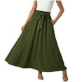 thumbnail image 1 of Busydd Women Maxi Skirt Solid Color Long Skirts for Women Elastic Waist Drawstring Casual Skirts with Pocket L, 1 of 4