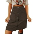 thumbnail image 1 of Busydd Women Skirt Casual Solid Color High Waisted Skirts for Women Trendy Comfy Button Cotton Mini Skirt with Pockets M, 1 of 3