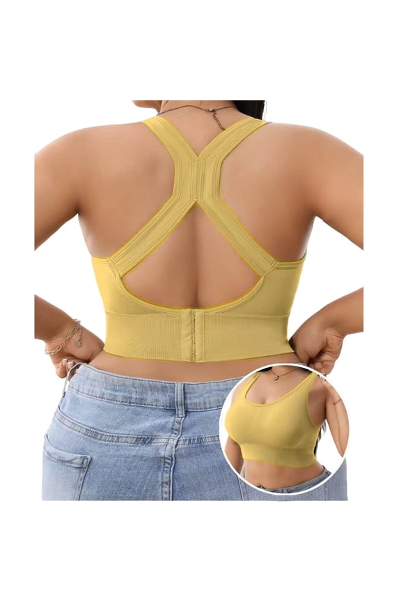 Women Sports Bra Comfy Soft Solid Color Wireless Bras Breathable Supportive Racerback Bras for Women 2XL