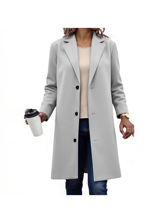 Women Trench Coat Solid Color Lapel Winter Jackets for Women Casual Button Warm Women's Winter Coats 4XL