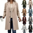 thumbnail image 1 of Busydd Women Trench Coat Solid Color Lapel Winter Jackets for Women Casual Button Warm Women's Winter Coats M, 1 of 7