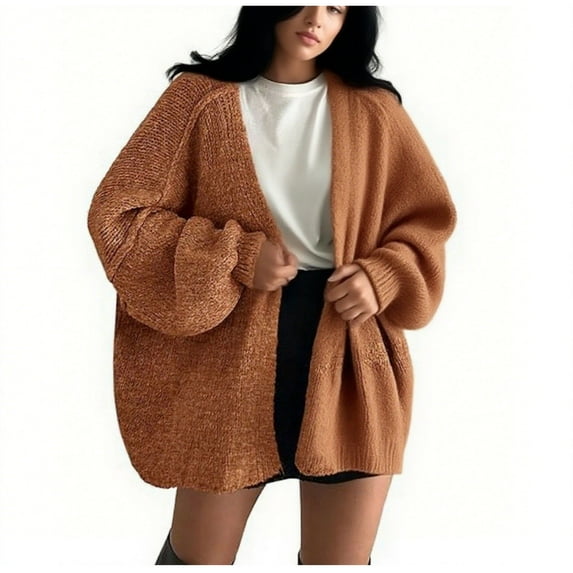 Busydd Women's Cardigans Trendy Solid Color Knit Womens Cardigan Sweaters Casual Open Front Long Sleeve Cardigan Sweaters for Women S