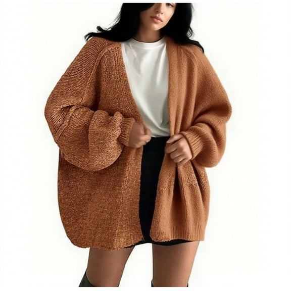 Busydd Women's Cardigans Trendy Solid Color Knit Womens Cardigan Sweaters Casual Open Front Long Sleeve Cardigan Sweaters for Women S