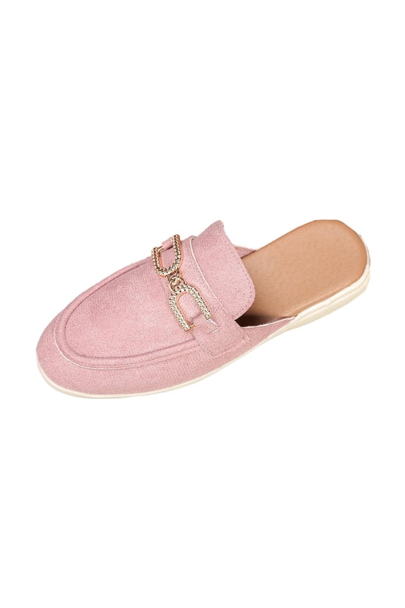 Women's Flats Casual Closed Toe Slip on Womens Slides Fashion Comfortable Solid Color Shoes for Women 5.5