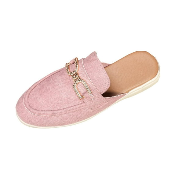 Busydd Women's Flats Casual Closed Toe Slip on Womens Slides Fashion Comfortable Solid Color Shoes for Women 6.5